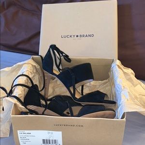 Suede Lucky Brand Tie-Up Heels